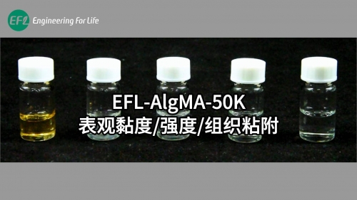 EFL-AlgMA-50K表觀黏度、強(qiáng)度、組織粘附性能展示